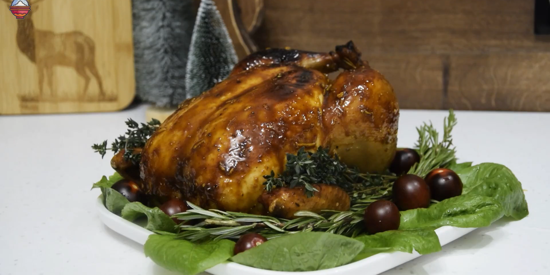 Новогодний рецепт запеченной курицы в апельсиновом маринаде с грушами