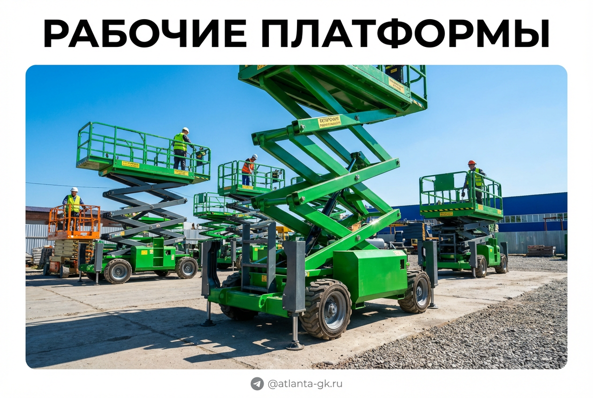    Сравнение рабочей платформы по высоте — 8, 12 и 16 метров. Atlanta-gk