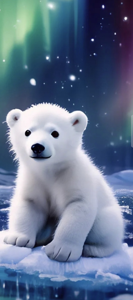 Белый медвежонок на льдине. Сгенерировано шедеврум. Картинка из открытых источников.