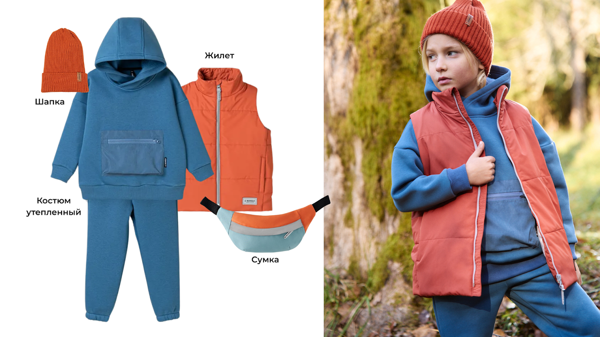 Детская одежда: шапка, костюм, жилет, сумка