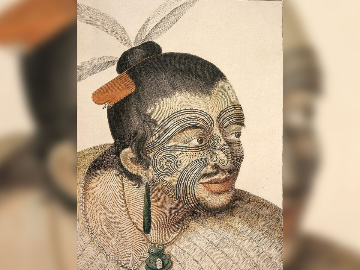    Один из вождей маори, изображение 1784 года. Источник: wikipedia.org