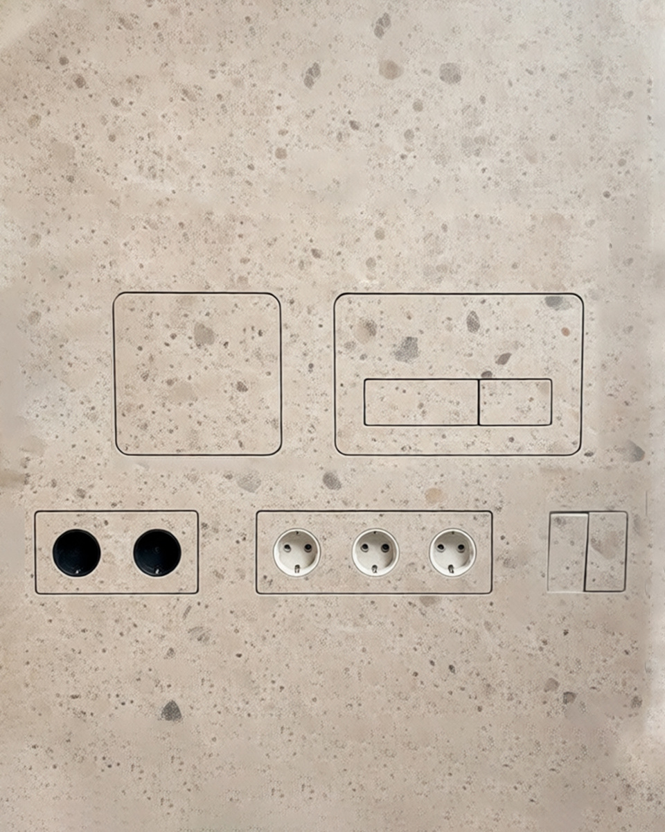 Выключатели света и розетки скрытого монтажа под плитку в ванной