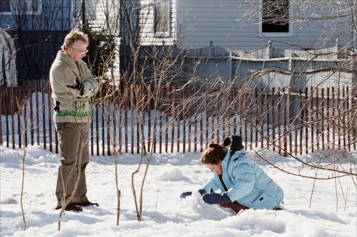 В главных ролях — Алан Рикман, Сигурни Уивер, Кэрри Энн-Мосс. Фото: кадр из фильма «Снежный пирог», режиссёр — Марк Эванс / Кинопоиск