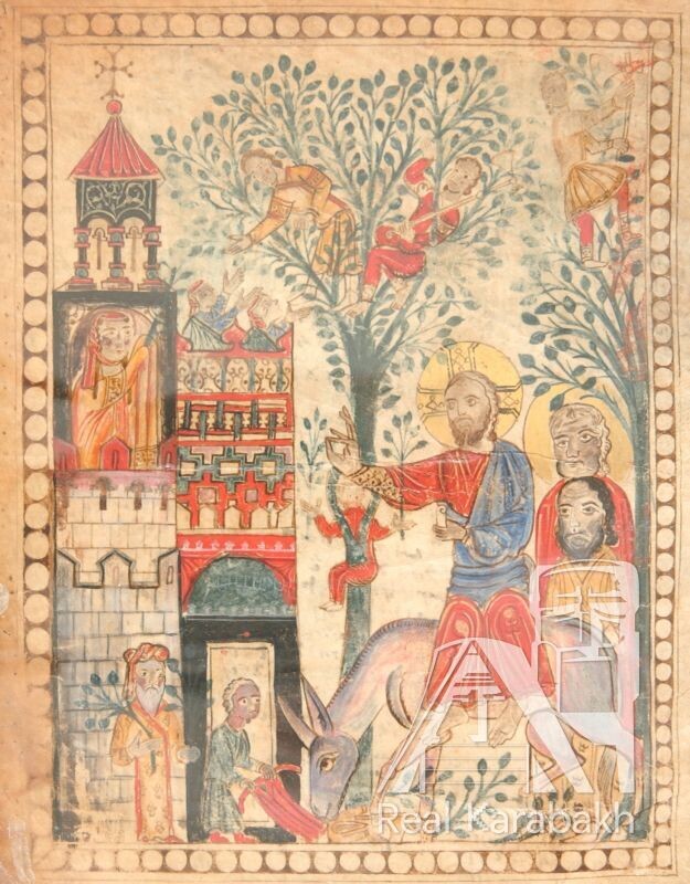 «Ахпатское Евангелие», скопиропанное и иллюстрированное в 1211 году в традициях Анийской области. Впоследствии хранилось в Арцахе.