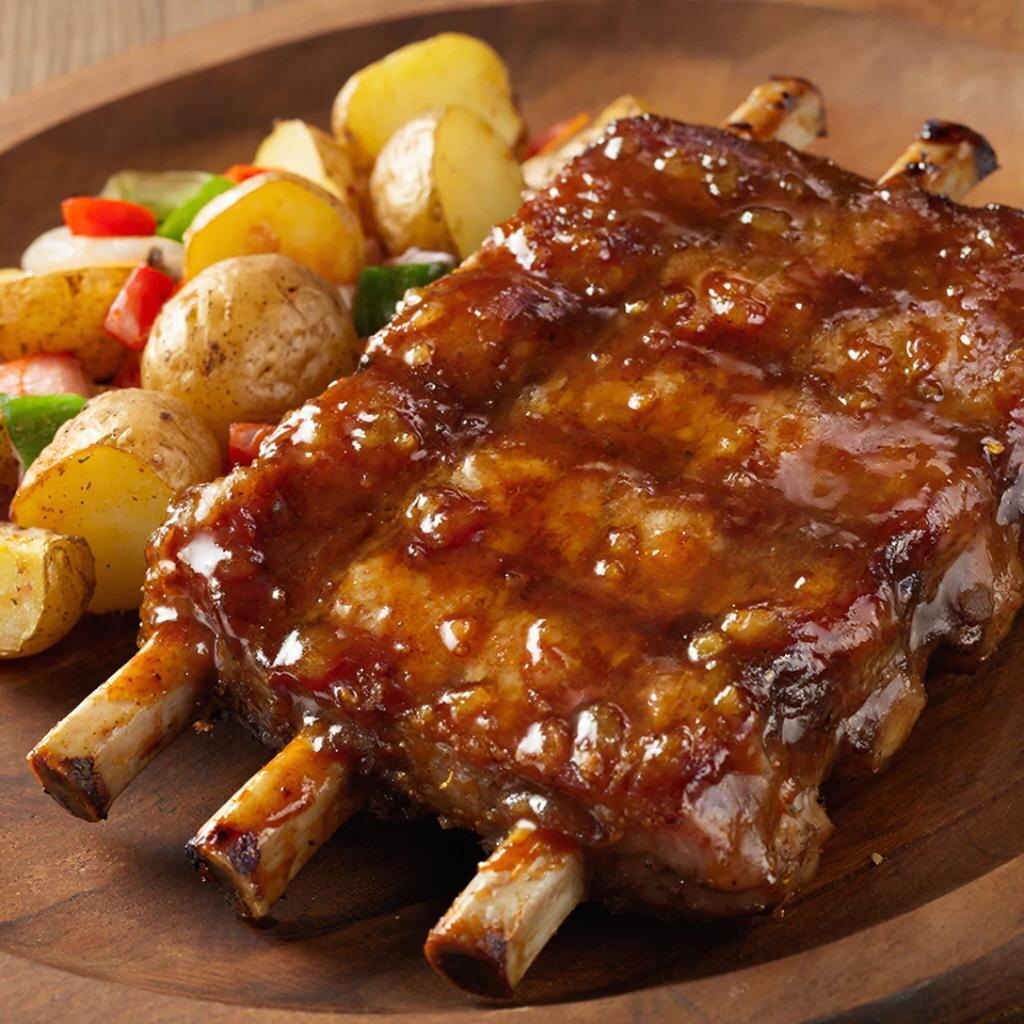 Свиные ребрышки в медово-горчичном соусе