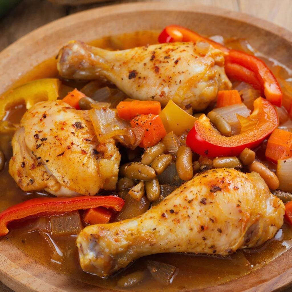 Куриные голени, тушеные с овощами