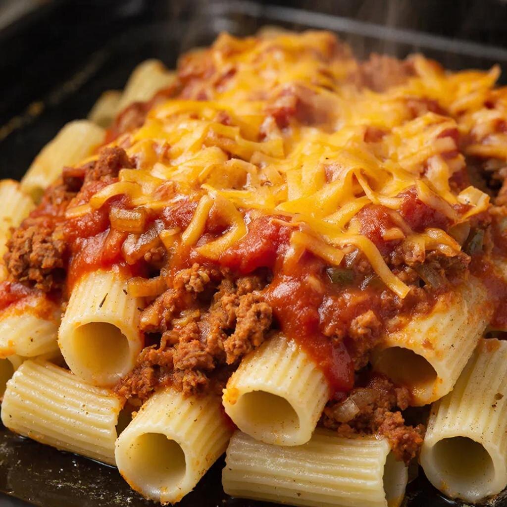 Запеченные макароны с фаршем и сыром