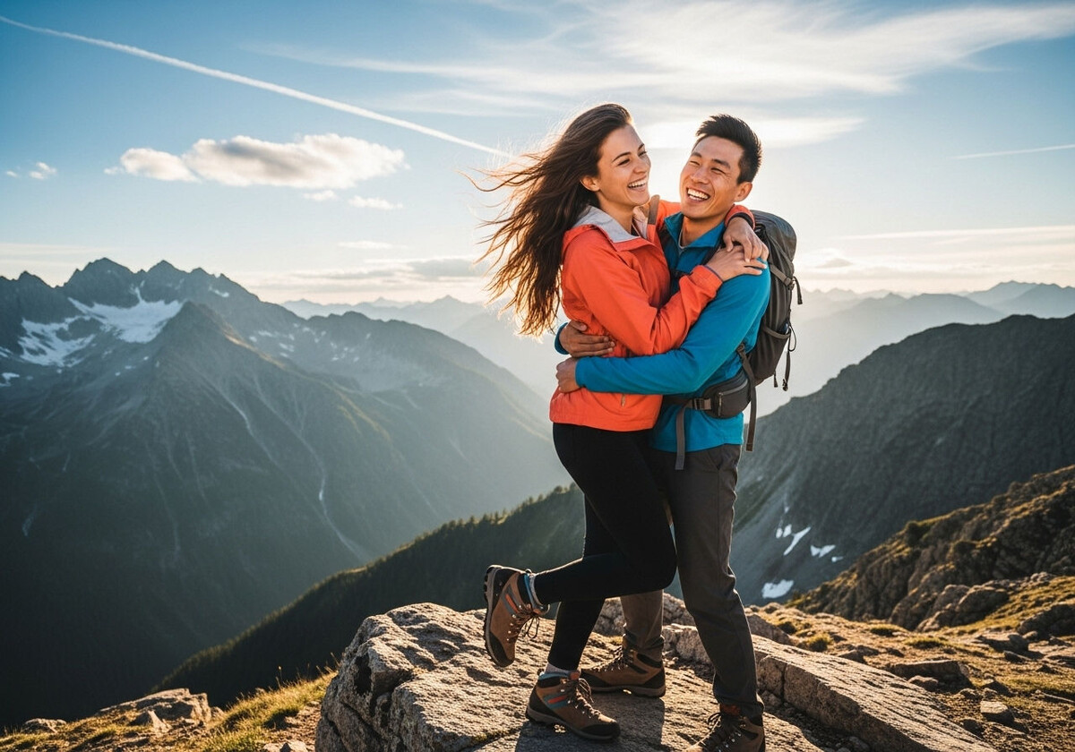 Влюбленная пара в горах