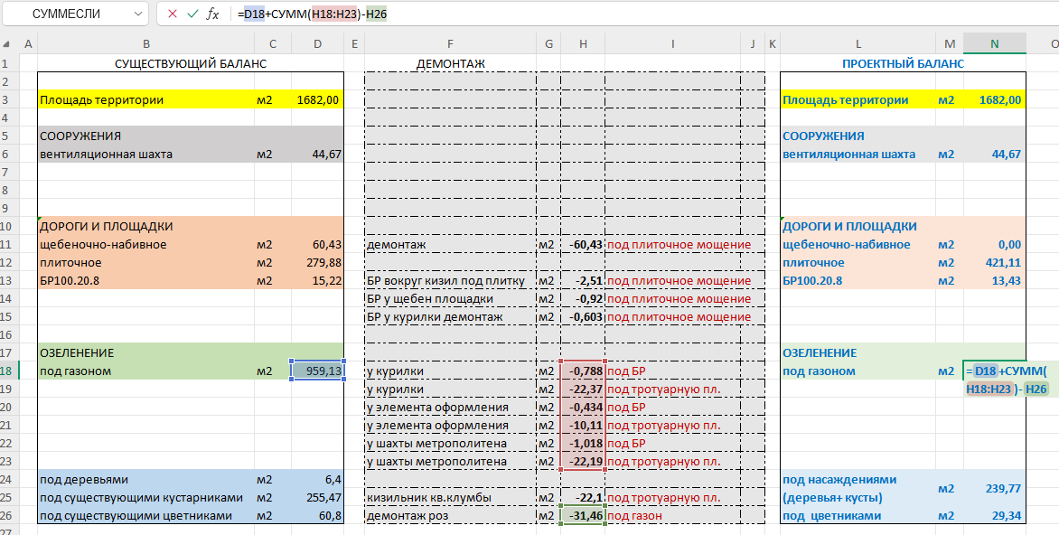 Рис. 2. Правило номер 11 составления мат.модели баланса территории. Кругозор Проектировщика