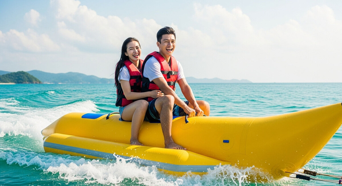 Влюбленные отдыхают на воде