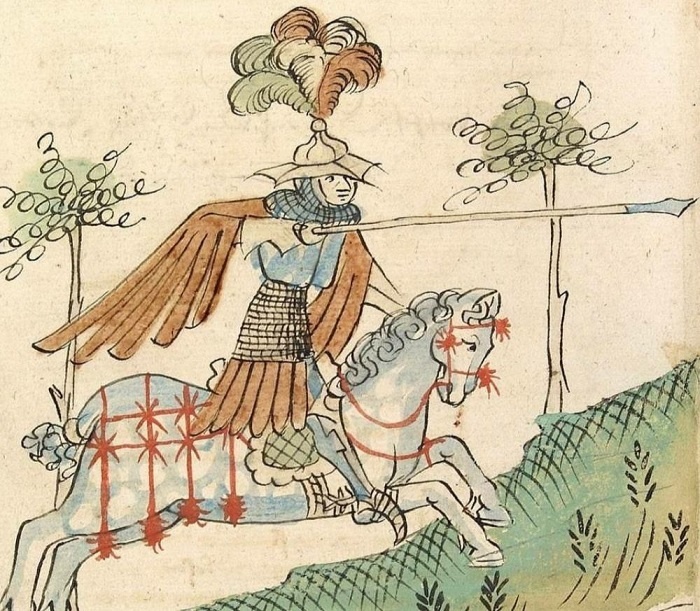 Изображение всадника из средневекового эпоса.