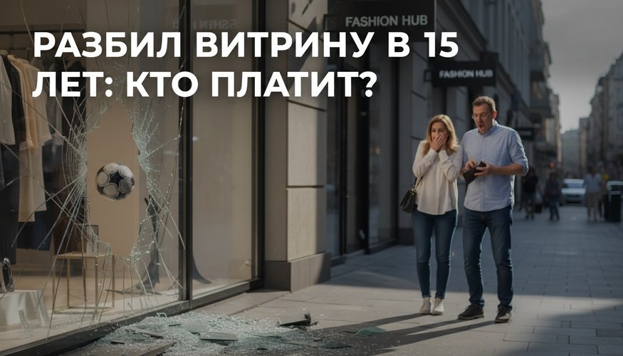 Разбил витрину в 15 лет: кто платит - подросток или его родители