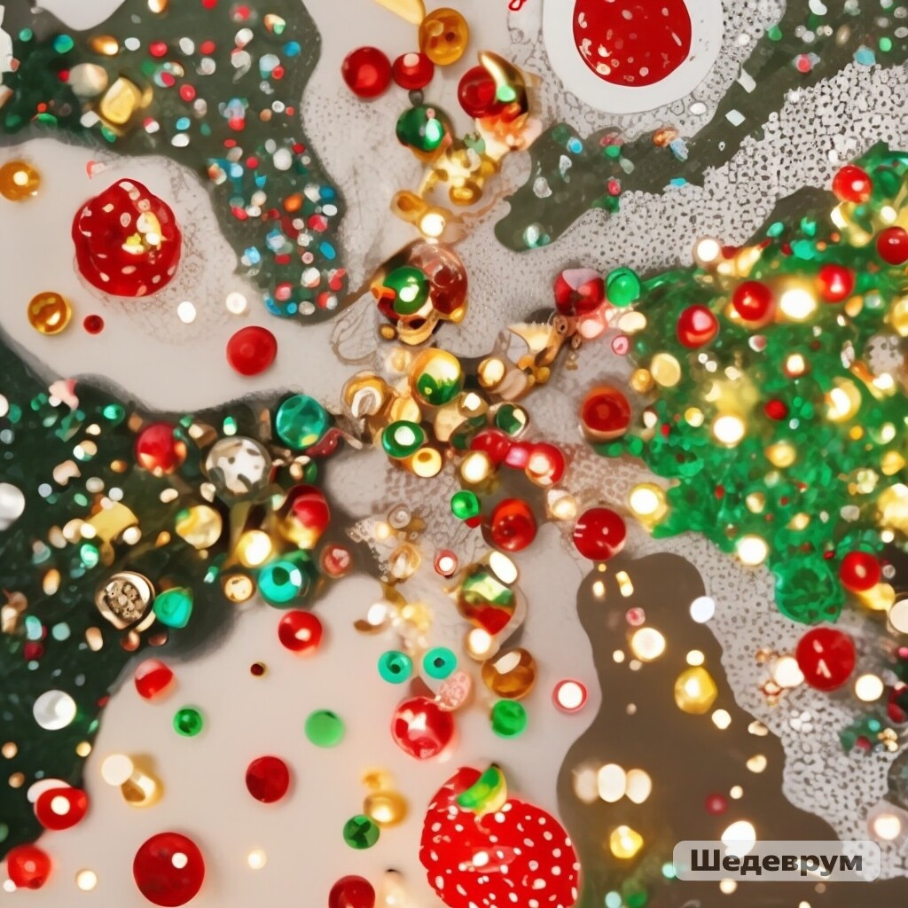 Одна из моих свежих картин стала новогодней россыпью игрушек.