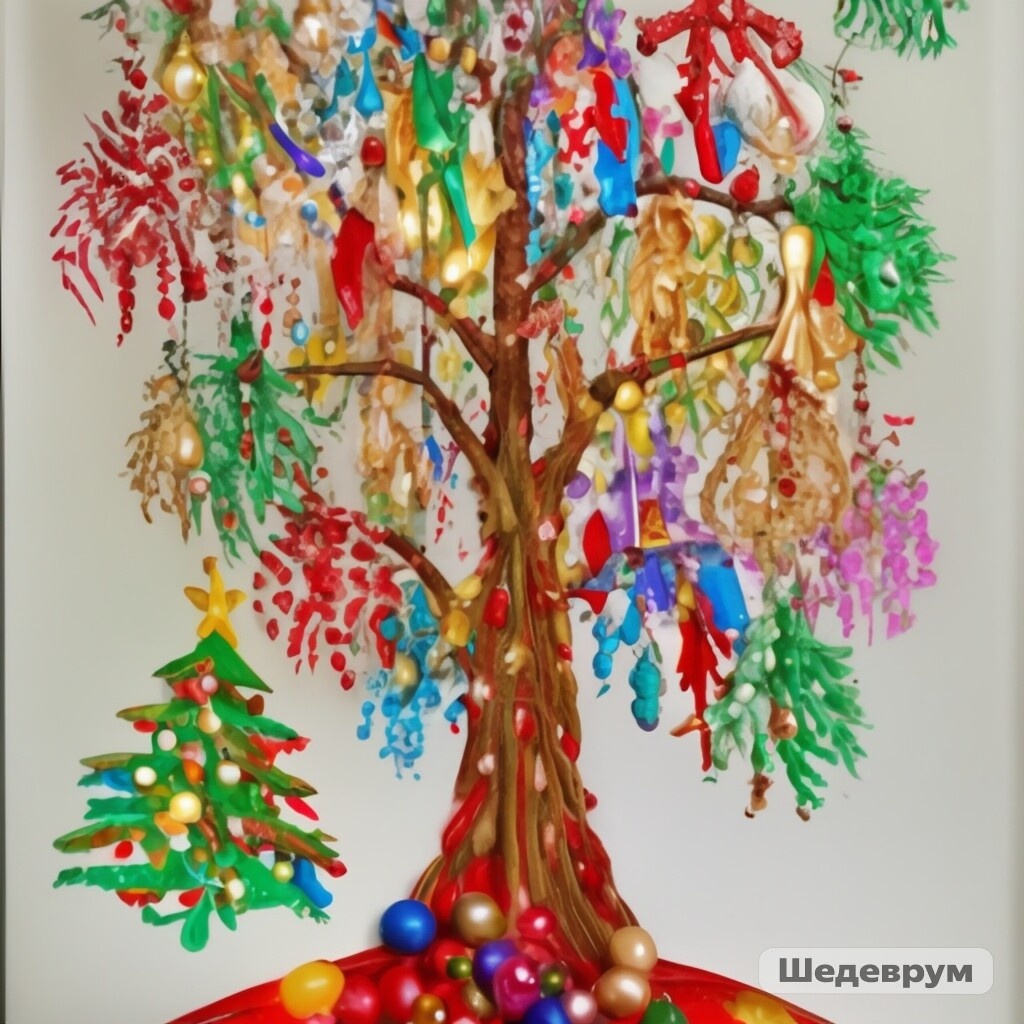 Дерево исполнения желаний, превращенное в новогоднее дерево