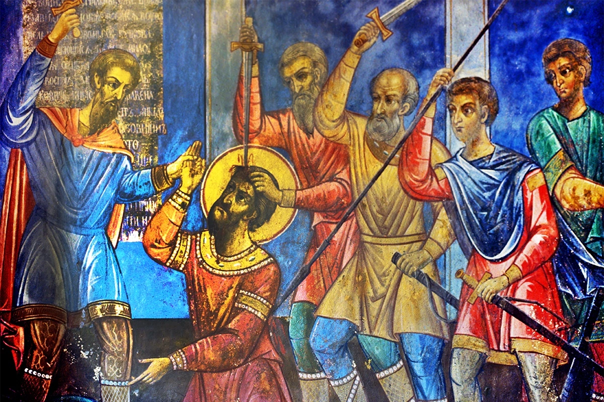 Фреска "Убиение Святого благоверного Князя Андрея Боголюбского".