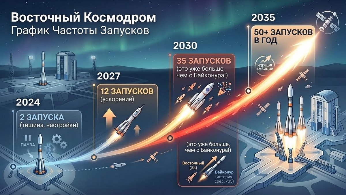 График запусков на космодроме Восточный 2024-2035 гг