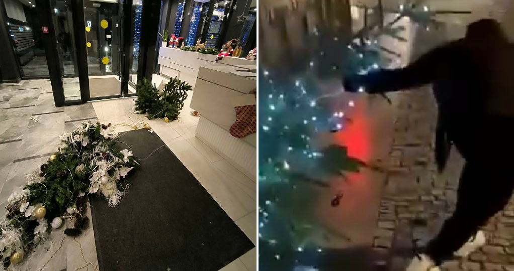 Приезжий сломал пять новогодних елей в центре Москвы, растоптал игрушки и сорвал гирлянды. Он решил что Ёлка - харам!