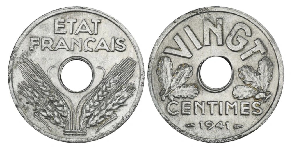 20 сантимов Франция 1941 год