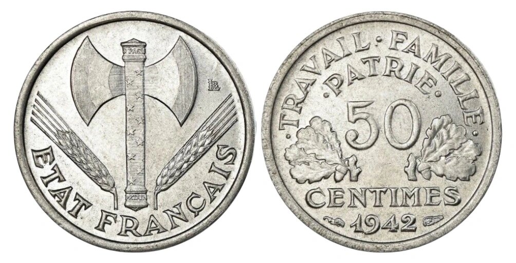 50 сантимов Франция 1942-1944 год
