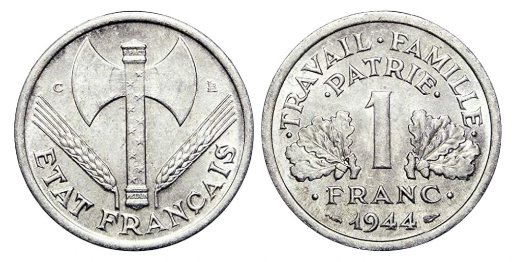 1 франк Франция 1942–1944 гг.