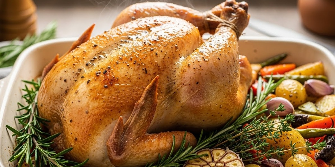 Рецепт целой запечённой курицы в духовке - сочной, ароматной и по-домашнему вкусной