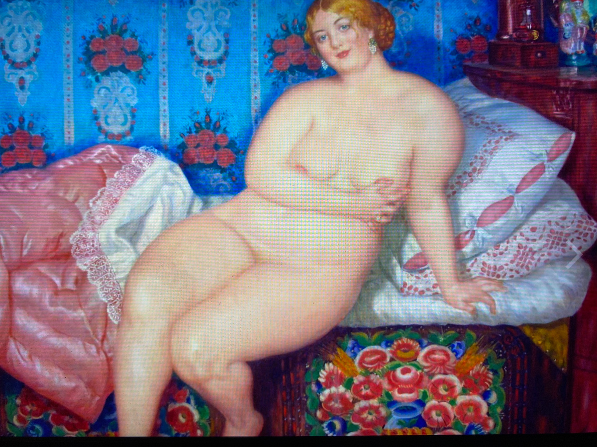 На картине изображена красавица-купчиха, пробудившаяся ото сна и полусидящая на перине в сладостном ожидании неопределённости.
В 1914 году натурщицей позировала 21-летняя актриса М.Х.Т. Фаина Шевченко - будущая народная артистка СССР.
