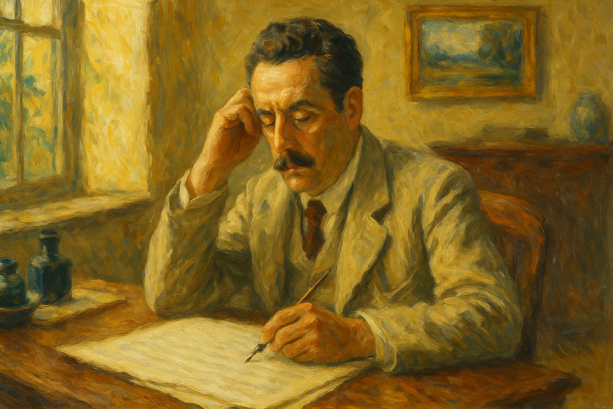 Джакомо Пуччини за работой над «Триптихом».