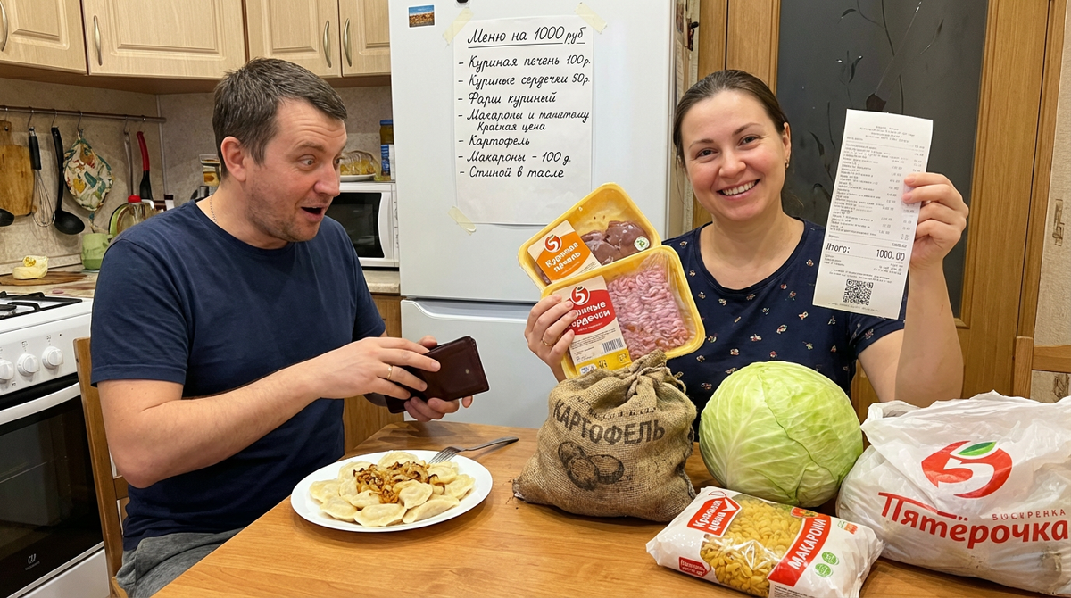 Муж смеялся, что я не смогу накрыть стол на 1000 рублей на неделю. Я приняла вызов: показываю закупку, чеки и 7 ужинов