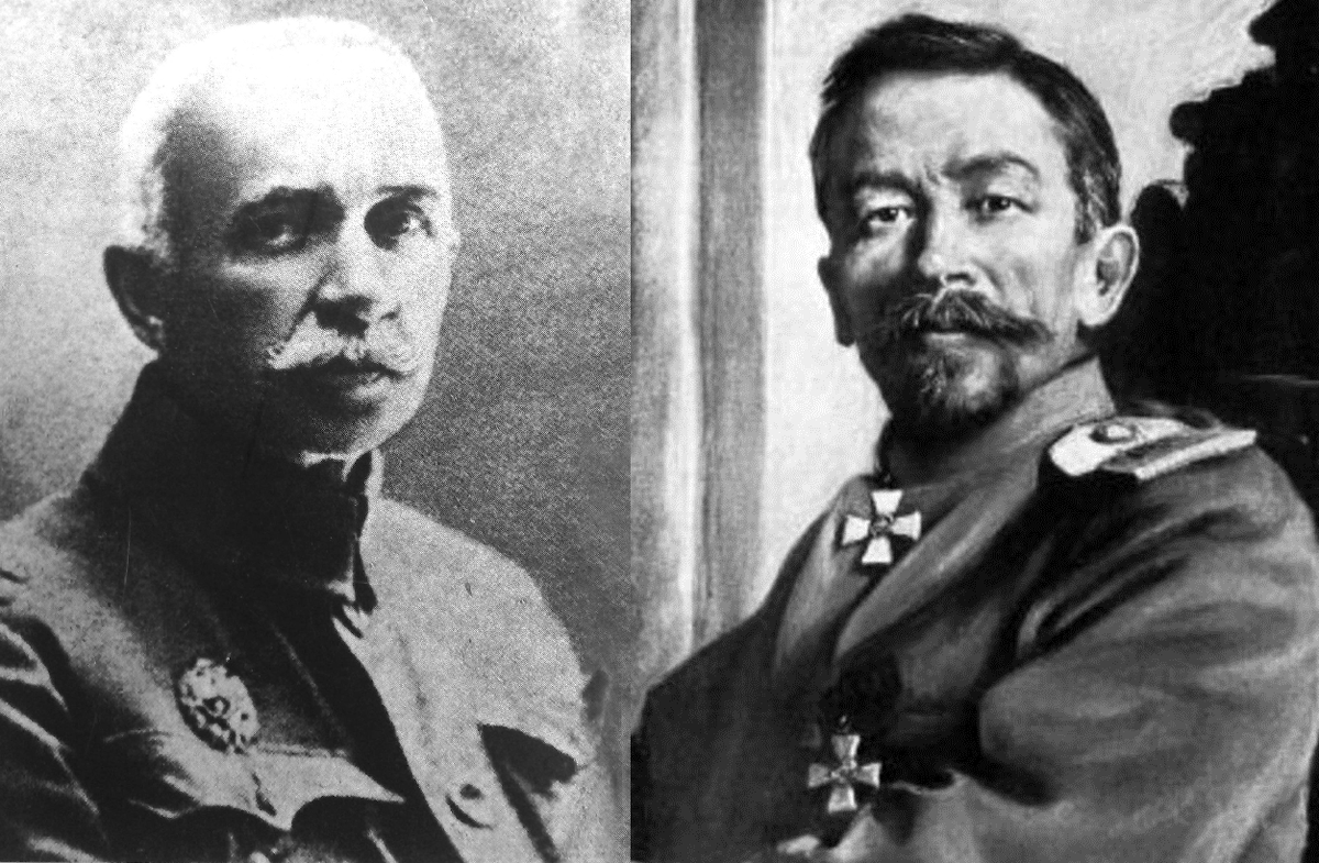 Военрук СКВО А.Е. Снесарев и командующий Добровольческой армией Л.Г. Корнилов. Фото из открытых источников
