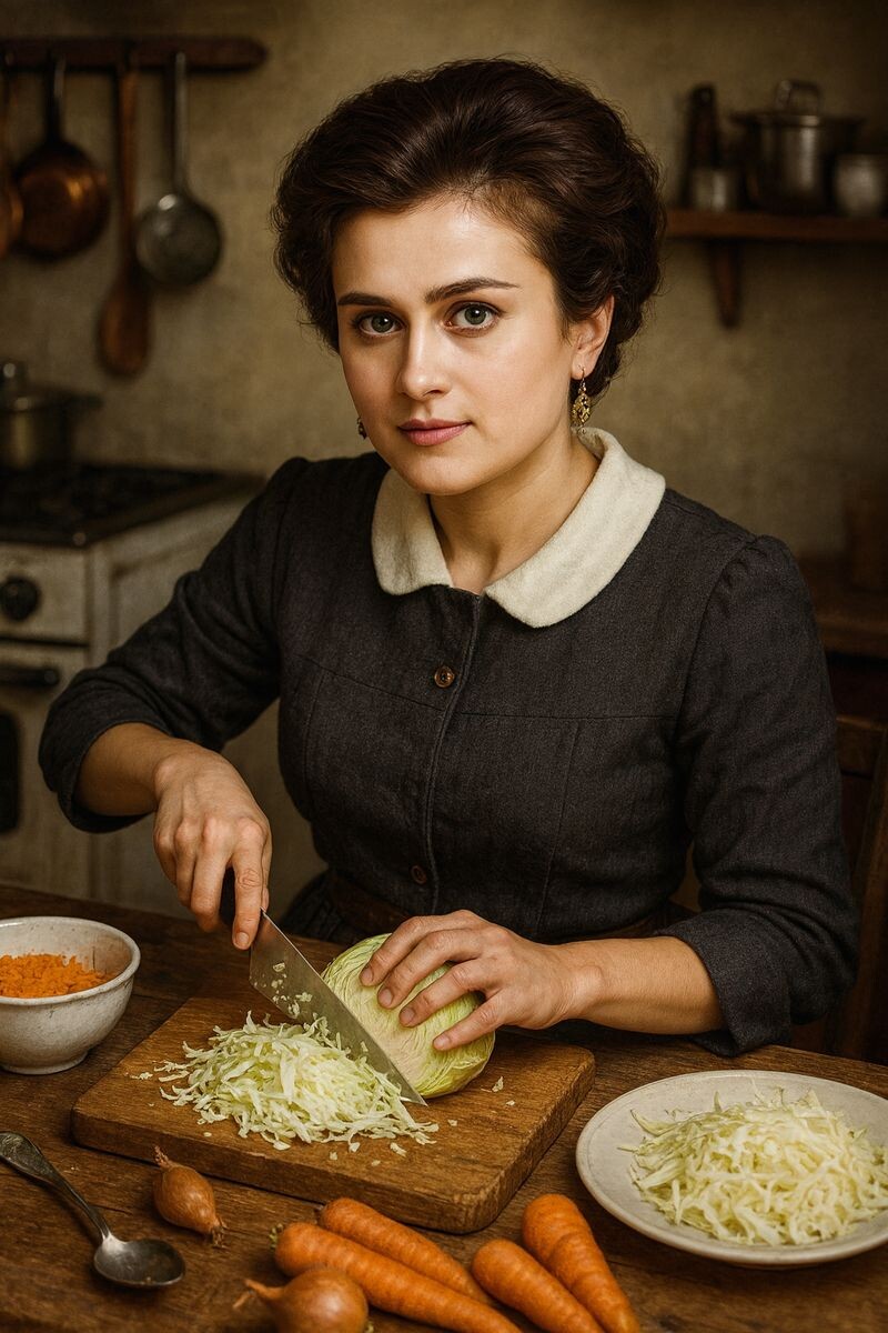 КАПУСТУ мелко Шинкуем.