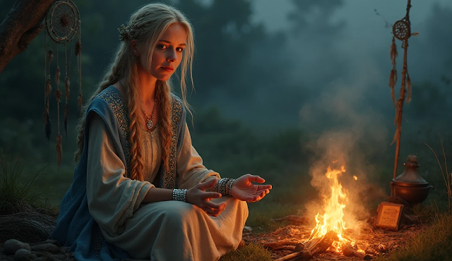 Вещеслава- Зорьница, у костра встречает зарю и ждёт у костра для беседы о толковании ваших снов