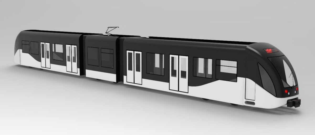 Рендер проекта трехсекционного трамвая от Mapna Group для города Мешхед. Источник: Mapna Group