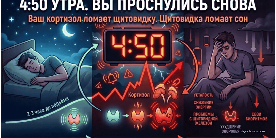 4:50 утра. Вы проснулись снова. Вот что ваш кортизол делает со щитовидкой прямо сейчас