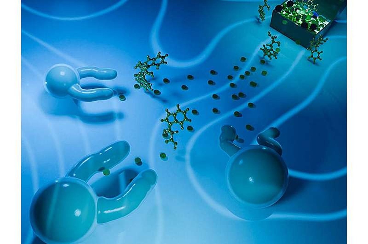    Новое исследование показывает, как искусственные капли масла в воде отправляются на «охоту за сокровищами», вытягивая похожие на филоподии отростки в поисках химических богатств, спрятанных в окружающей среде. Светящийся зеденый сундучок вверху справа символизирует химические сигналы, которые управляют ростом и восприятием, подобно тому, как живые клетки исследуют окружающую среду. Фото: Санджана Кришна Мари, лаборатория Сена / Пенсильванский университет