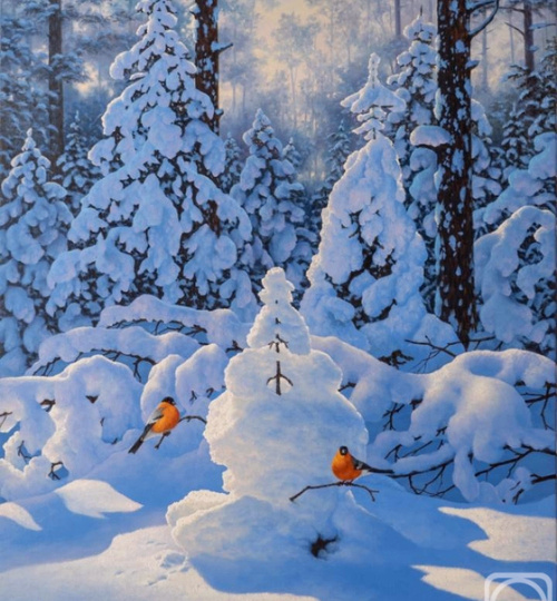 Живописная зимняя сказка кисти художника художника Олега Потаса.