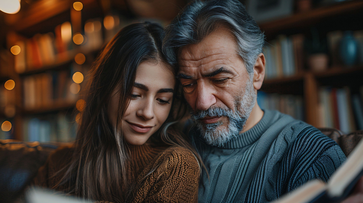 Отец общается со взрослой дочерью