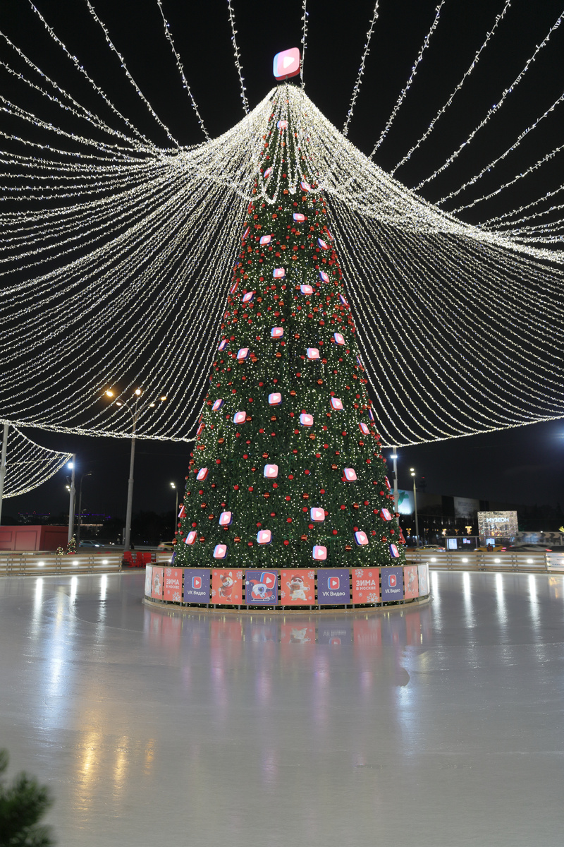 Елка на катке у главного входа в Парк Горького