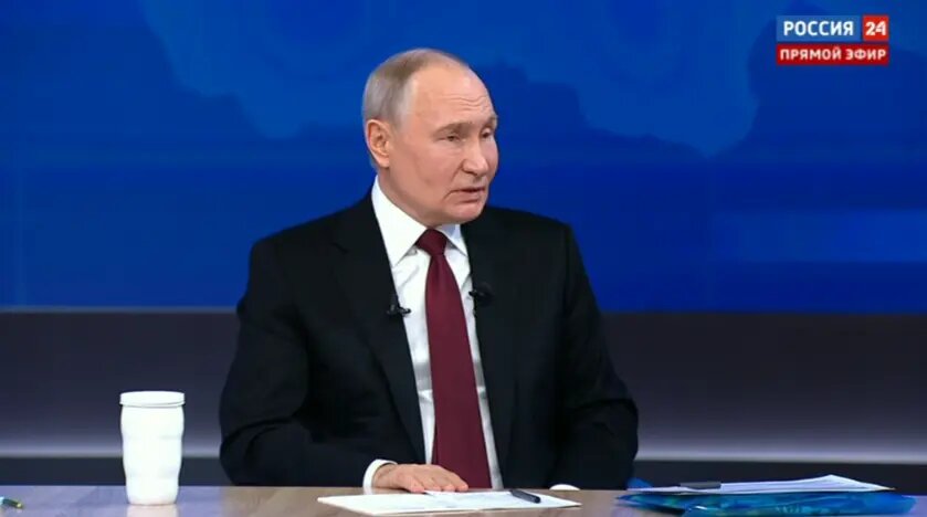    Фото: кадр прямой линии Владимира Путина на телеканале «Россия 24» в 2024 году