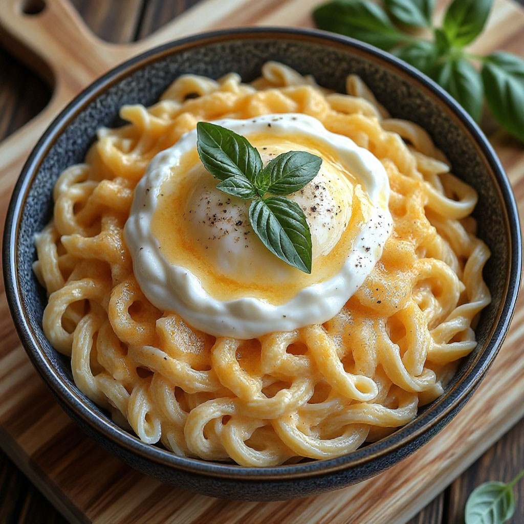 Макароны с сыром и сливками