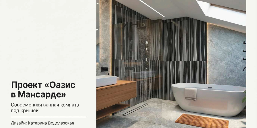 Оазис в мансарде. Современный санузел под крышей.
