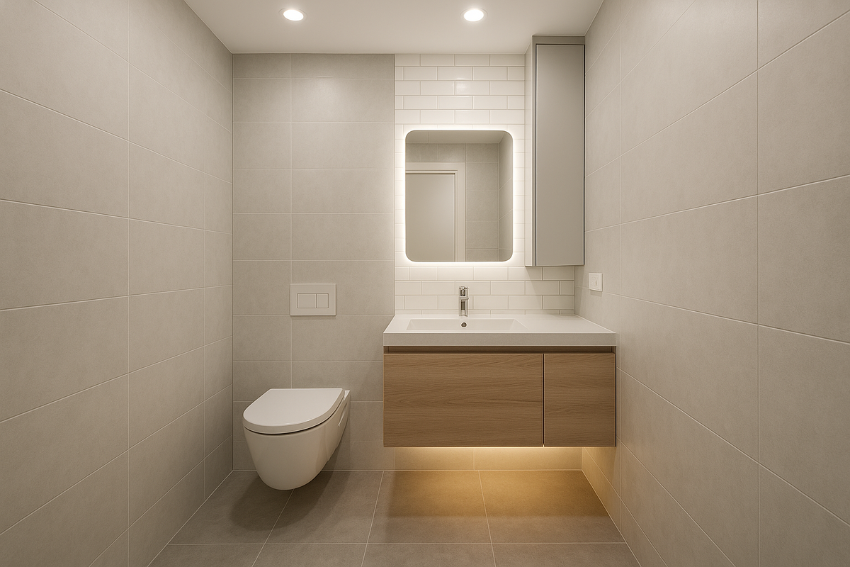 Санузел «под сдачу»: максимум практичности и свет