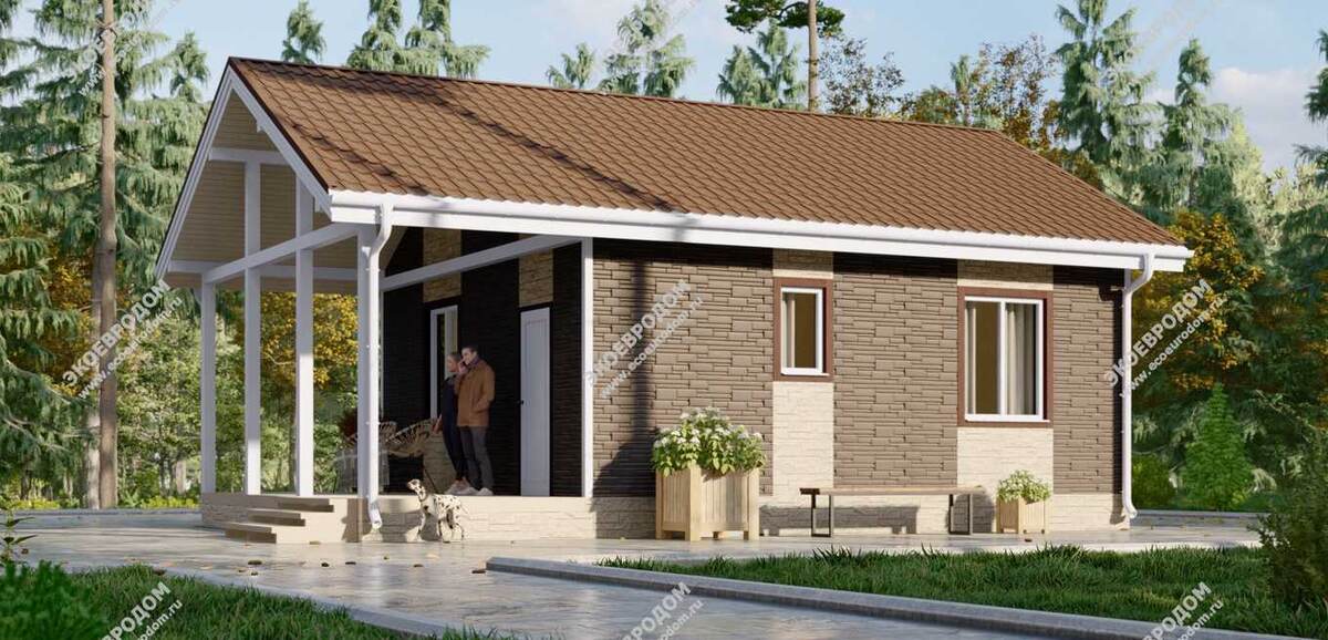 Простой и удобный дом с просторным крыльцом