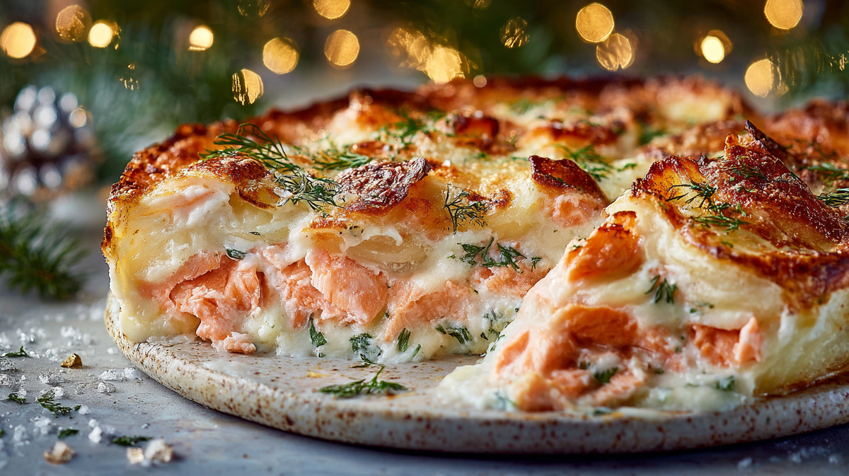 Гратен с лососем