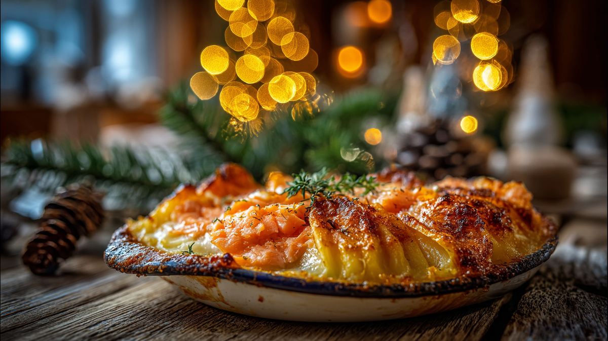 Гратен с лососем