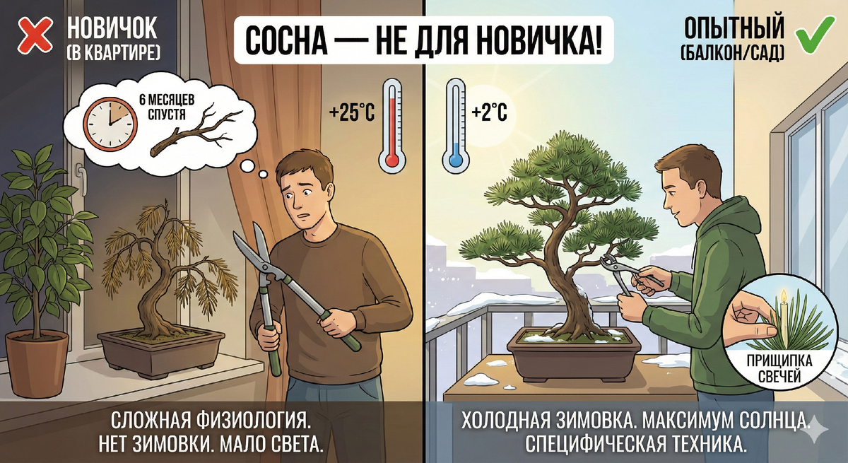 Сосна — это не дерево для новичка. 