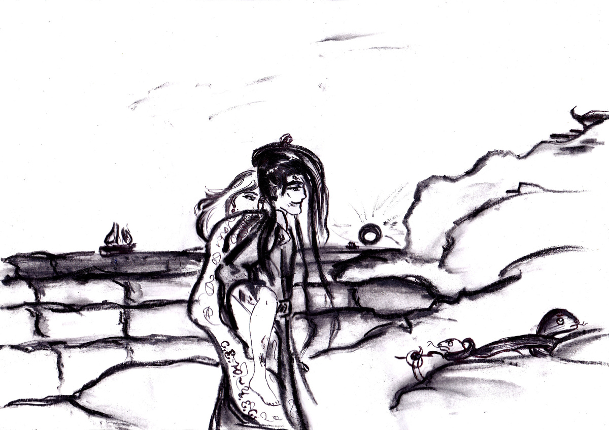 Моя авторская иллюстрация к моих книг циклу "После смерти не считается" с подписью С.Е.Ю.-Ч.Е.С.