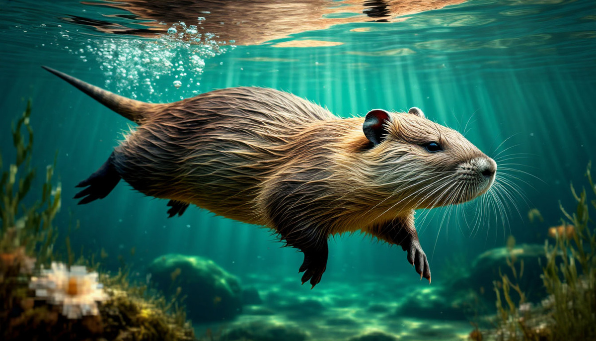 Нутрия под водой