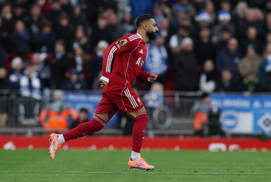    Нападающий «Ливерпуля» Мохамед Салах выходит на замену в матче с «Брайтоном». Reuters