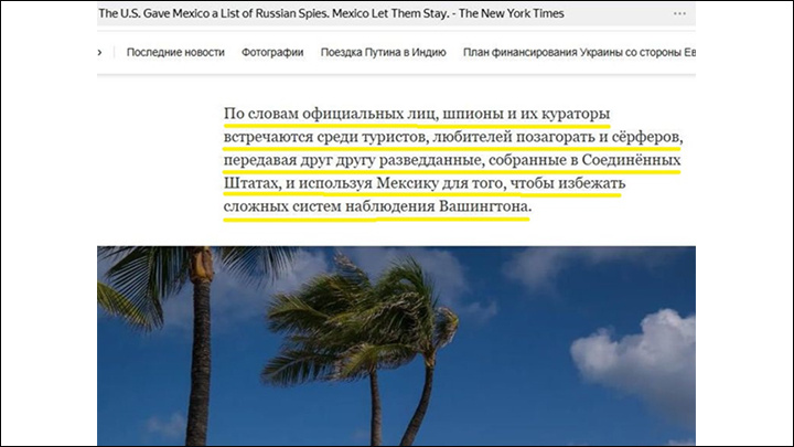    Коварные агенты Кремля маскируются под сёрферов... Скриншот: интернет-сайт nytimes.com (автоперевод)