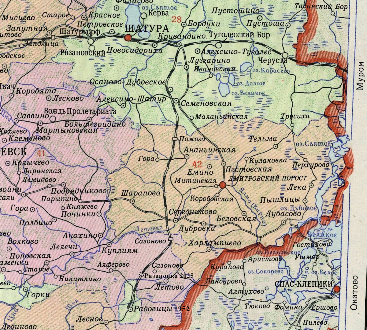Схема линии Кривандино - Рязановка, изображение из открытых источников